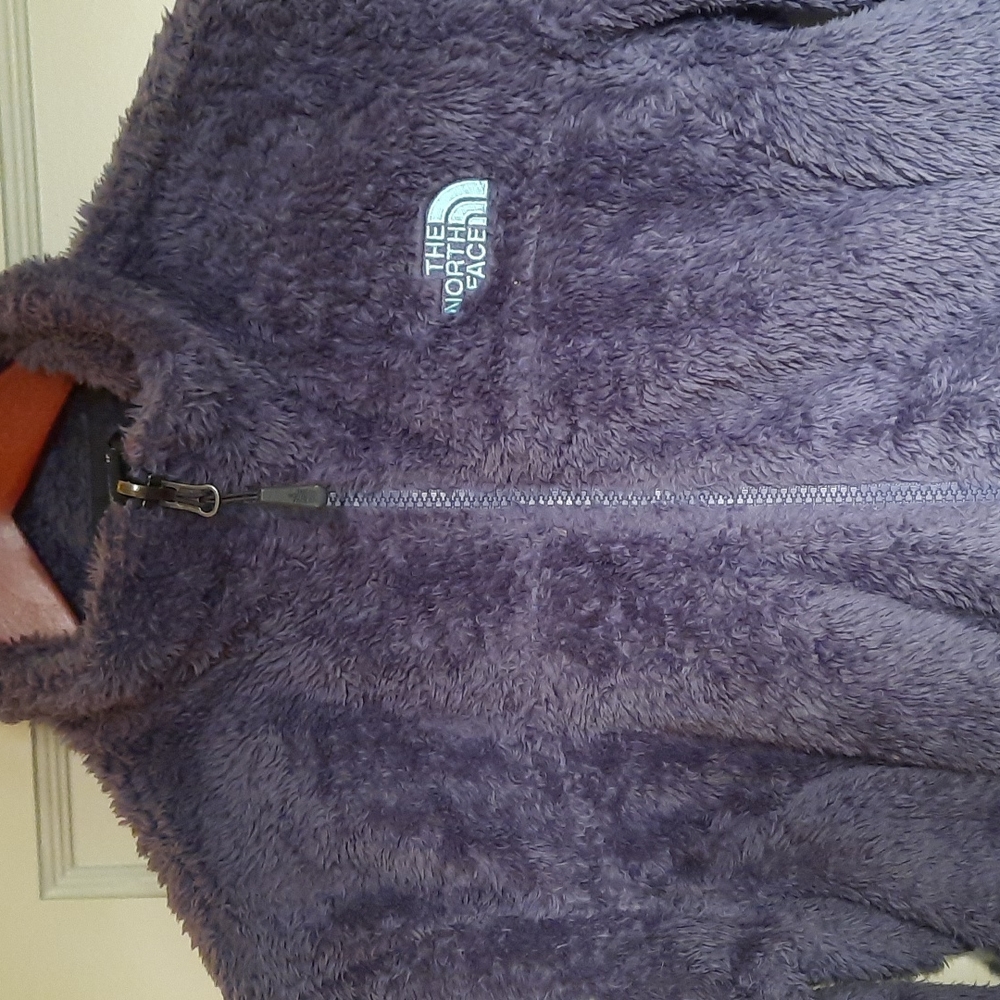 North Face XS Fuzzy Lavender Grey Zip Up
